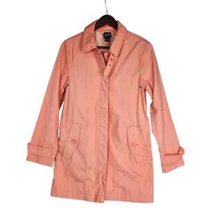GAP Women's Peach Pink Coral Small Trench Coat Rain Jacket Cotton Y2K Spring